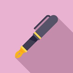 Ink pen icon flat vector. Text write