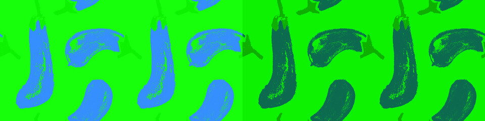 Vector eggplant pattern seamless. Aubergine pattern. Aubergine decoration. Vegetarian background. Fabric decor. Aubergines backdrop. Drawings of vegetables. Purple eggplants. Vegan textile ornament.