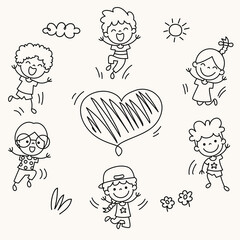 Hand Drawn Funny Cartoon Children
