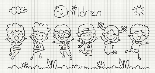 Hand Drawn Funny Cartoon Children