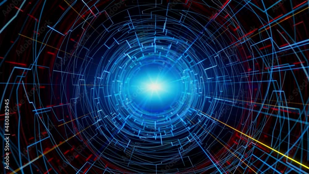 Poster Electronic circuit in cyberspace. Digital transformation. Communication network.