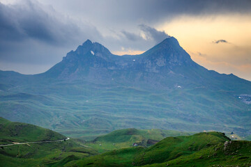 Fototapeta premium Two peaks of Sedlo pass in Durmitor mountains, Montenegro.