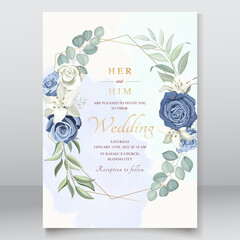 Wedding card with dusty blue roses