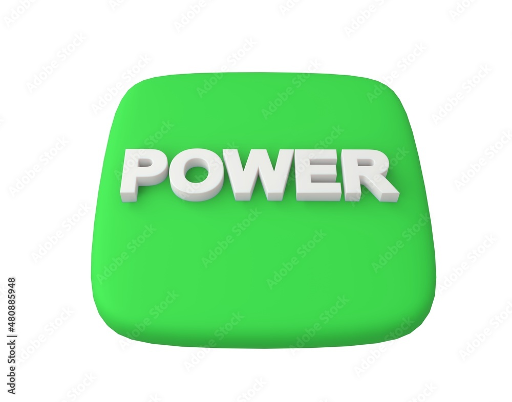 Fototapete 3d visualization of a green button with a white volumetric designation 