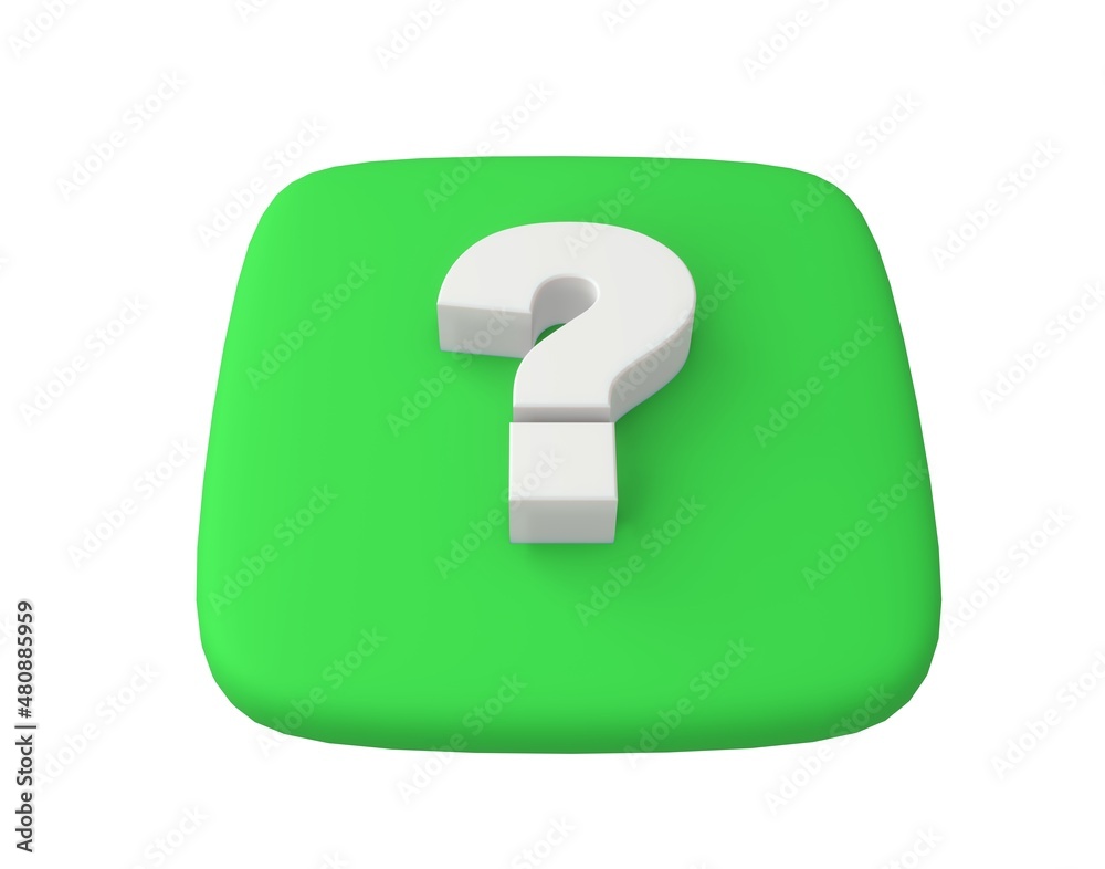 Poster question mark. green key with raised 