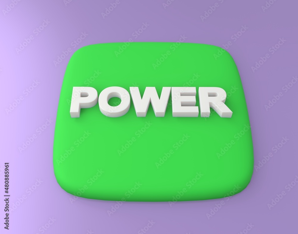 Fototapete 3d visualization of a green button with a white volumetric designation 