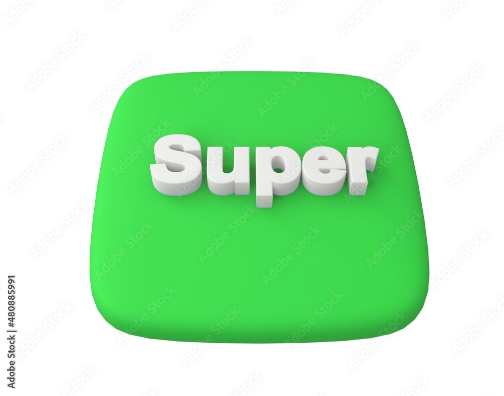 Fototapete 3d visualization of a green button with a white, volumetric designation 