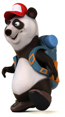 Fun 3D panda backpacker cartoon character