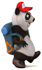 Fun 3D panda backpacker cartoon character © Julien Tromeur