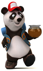 Fun 3D panda backpacker cartoon character © Julien Tromeur