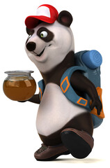 Fun 3D panda backpacker cartoon character © Julien Tromeur