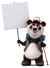 Fun 3D panda backpacker cartoon character © Julien Tromeur