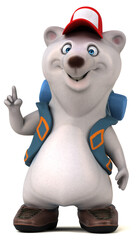 Fun 3D bear backpacker cartoon character
