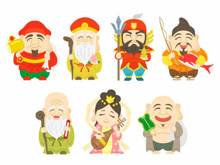 七福神の神様のイラストセット