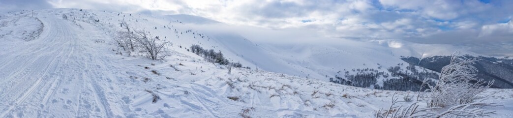 Obraz premium Beautiful winter in the Carpathian mountains, Ukraine