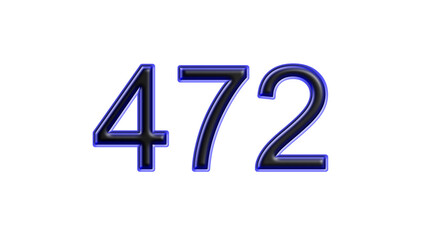 blue 472 number 3d effect white background