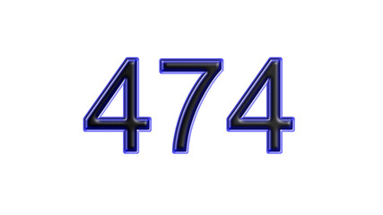 blue 474 number 3d effect white background