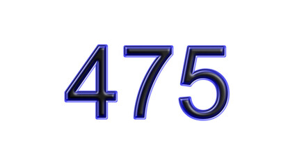 blue 475 number 3d effect white background