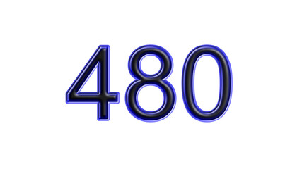 blue 480 number 3d effect white background