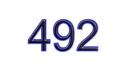 blue 492 number 3d effect white background