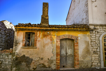 An old abandoned stone house in Casalbore, an Italian village in the province of Avellino.