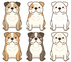 色々な毛色のブルドッグ