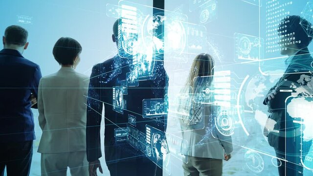Group of multinational people in the office. Business and technology concept. Digital transformation.