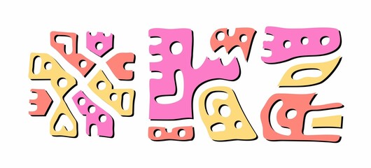 KZ Hashtag. Doodle isolate text. Colored curves decorative doodle letters. Hashtag #KZ is abbreviation for the Kazakhstan for print, booklet, banner, flyer. Stock vector.