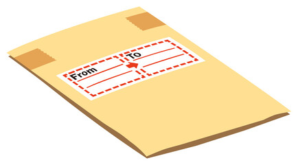 Envelope packed for delivery against white background