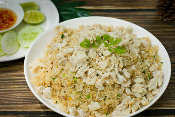 Big plate of crab fried rice on the table.