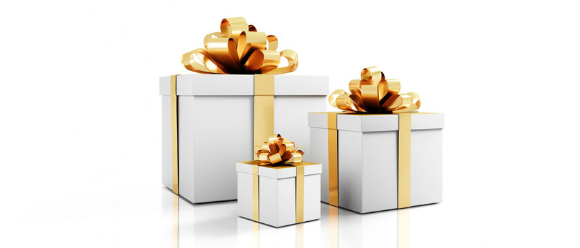 White gift box with golden bow