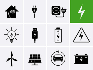 Electricity energy Icon set. - 480889769