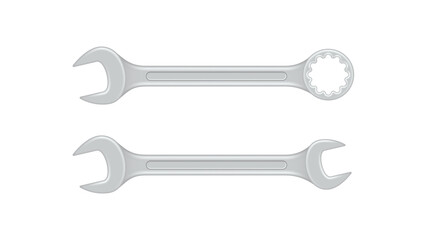 Wrench and ring wrench isolated on white background. Vector illustration.