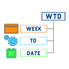 WTD - Week To Date acronym. business concept background.  vector illustration concept with keywords and icons. lettering illustration with icons for web banner, flyer