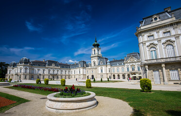 Obraz premium Festetics palace, - July 5, 2021.: Tourists visit in Festetics palace famous baroque palace in Keszthely, Hungary