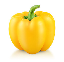 one yellow bell pepper on a white isolated background