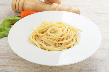 Italian pasta boiled spaghetti with oil