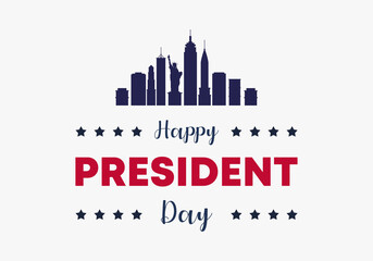 President's Day Background Design. Banner, Poster, Greeting Card with american iconic building isolated on white background.