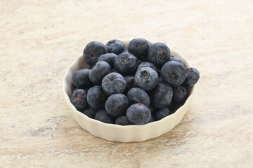 Sweet ripe blueberry heap in the bowl