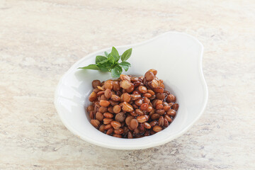 Boiled lentil in the bowl