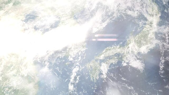 Zoom in from space and focus on South Korea, Ulsan. 3D Animation. Background for travel intro. Elements of this image furnished by NASA