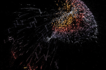 Data stream visuzalization. Globe of massive dataset. Big data sphere. Complex information concept.