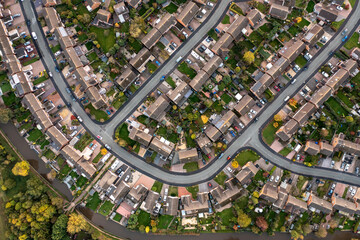 UK, England, Whittington, Aerial view of riverside town