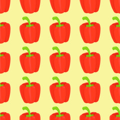 Red bell pepper. Seamless pattern with pepper. For fabric, napkins, packaging.