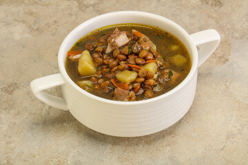 Lentil soup with chicken and vegetables