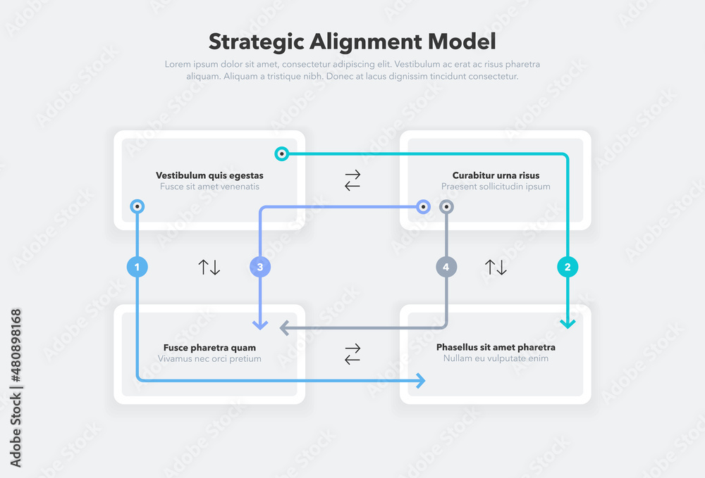 Aufkleber Simple modern template for strategic alignment model. Flat design, easy to use for your website or presentation.