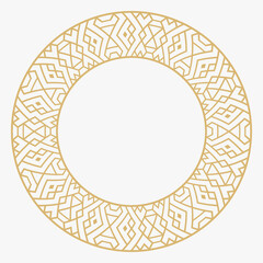 Circular decorative gold frame.