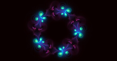 Abstract colorful fiery fractal shapes. Abstract holiday background. 3d rendering fantasy light background. Digital fractal art wallpaper. Computer art.	