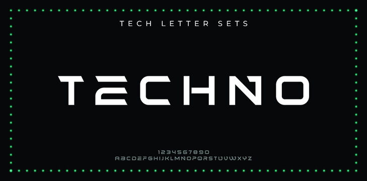 TECHNO Special And Original Font Letter Design. Modern Tech Vector Logo Typeface For Company.
