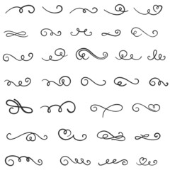 Calligraphic swirl flourish set vector elements for design